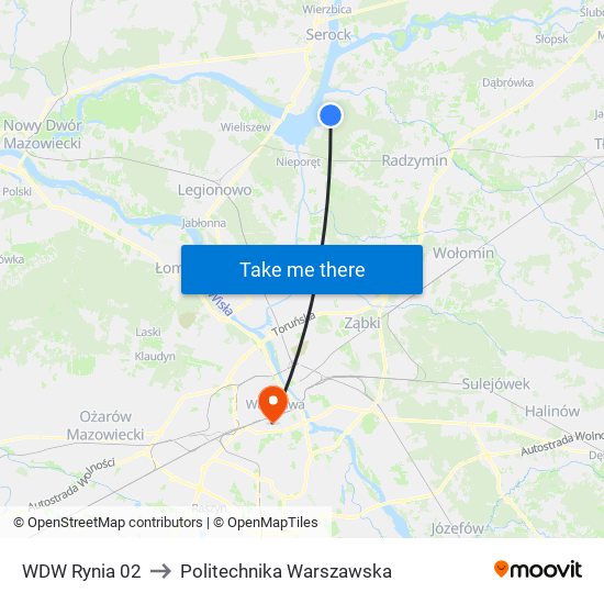 WDW Rynia 02 to Politechnika Warszawska map