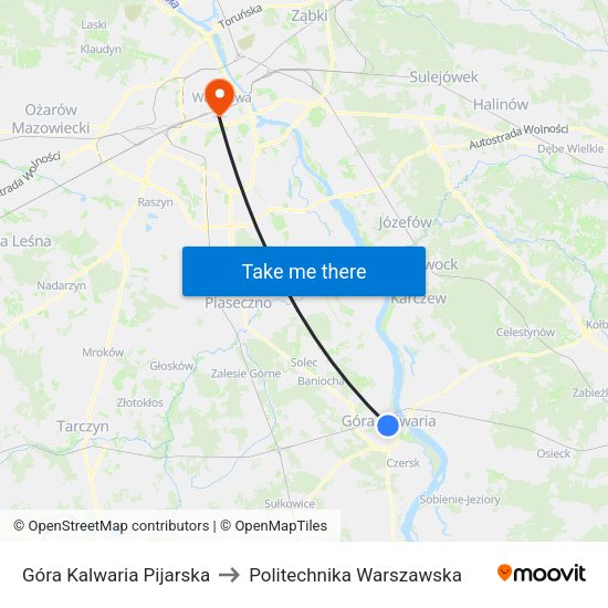 Góra Kalwaria Pijarska to Politechnika Warszawska map