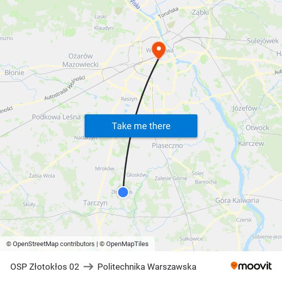 OSP Złotokłos to Politechnika Warszawska map