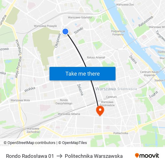 Rondo „Radosława” to Politechnika Warszawska map