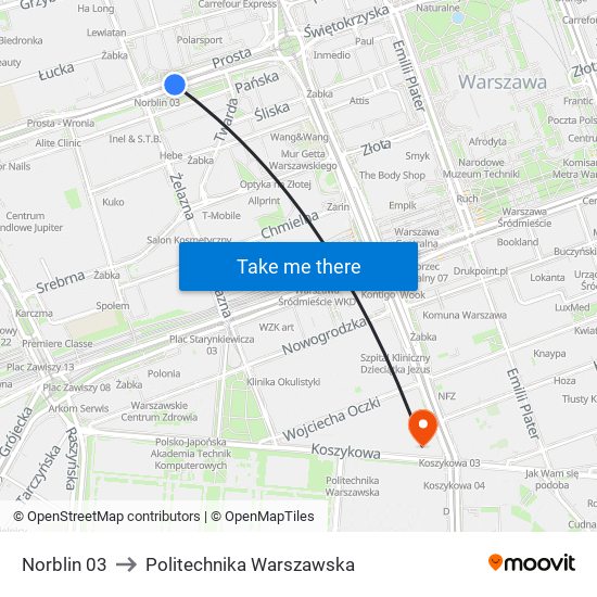 Norblin 03 to Politechnika Warszawska map