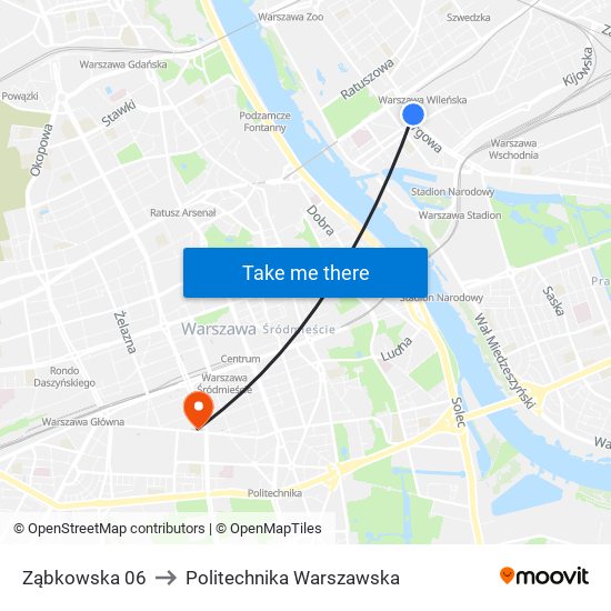 Ząbkowska to Politechnika Warszawska map