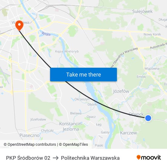 PKP Śródborów 02 to Politechnika Warszawska map