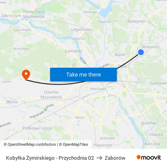 Kobyłka Żymirskiego-Przychodnia to Zaborów map