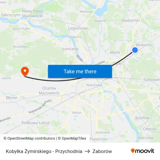 Kobyłka Żymirskiego - Przychodnia to Zaborów map