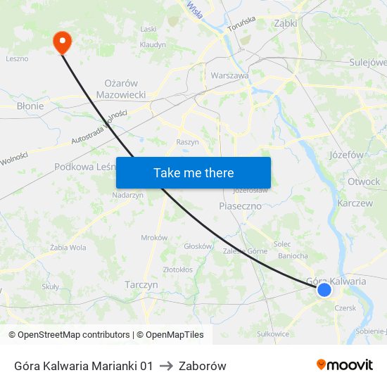 Góra Kalwaria Marianki 01 to Zaborów map