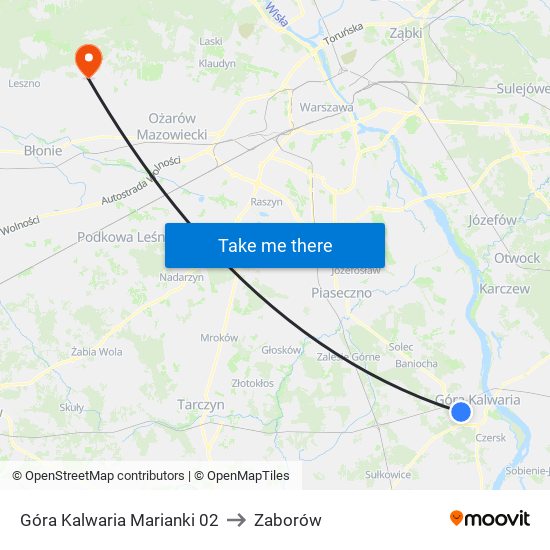 Góra Kalwaria Marianki 02 to Zaborów map