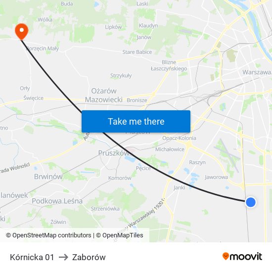 Kórnicka to Zaborów map