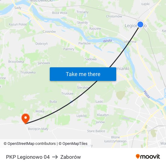 PKP Legionowo 04 to Zaborów map