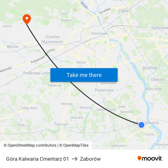 Góra Kalwaria Cmentarz 01 to Zaborów map