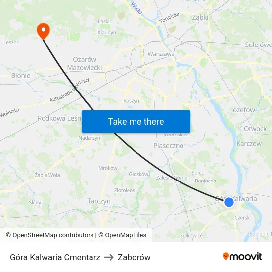 Góra Kalwaria Cmentarz to Zaborów map