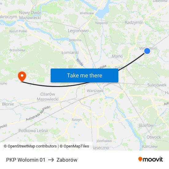 PKP Wołomin 01 to Zaborów map