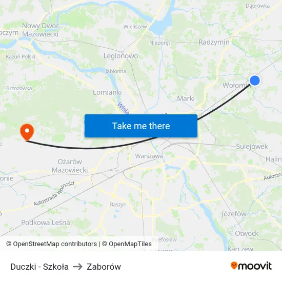 Duczki - Szkoła to Zaborów map