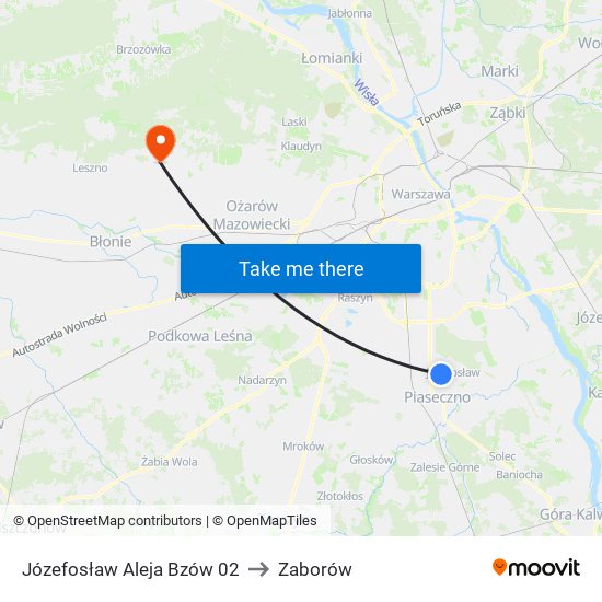 Józefosław Aleja Bzów 02 to Zaborów map