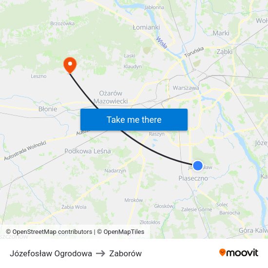 Józefosław Ogrodowa 01 to Zaborów map