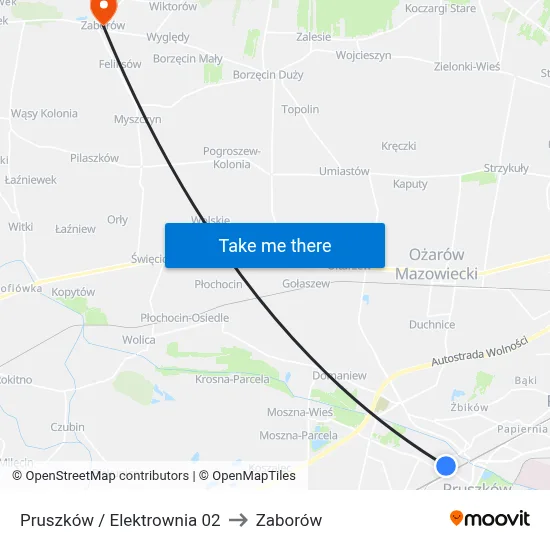 Pruszków / Elektrownia 02 to Zaborów map