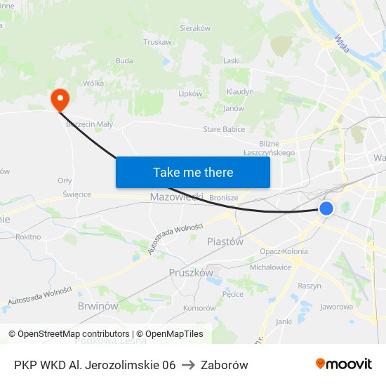 PKP WKD Al. Jerozolimskie 06 to Zaborów map