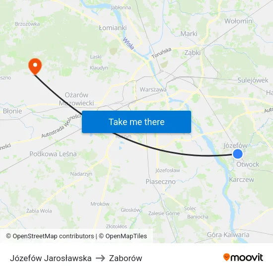 Józefów Jarosławska to Zaborów map