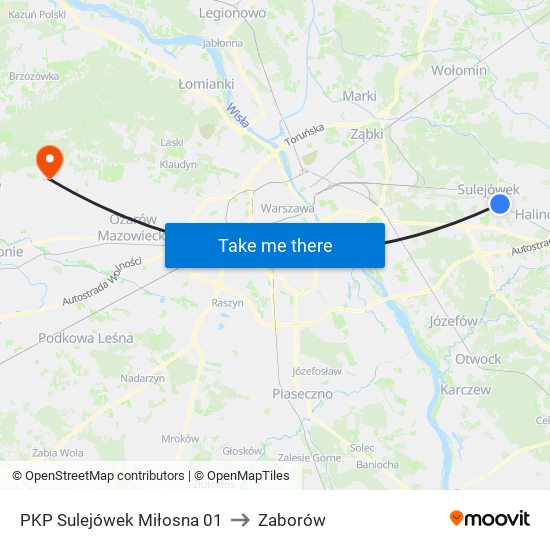 PKP Sulejówek Miłosna 01 to Zaborów map