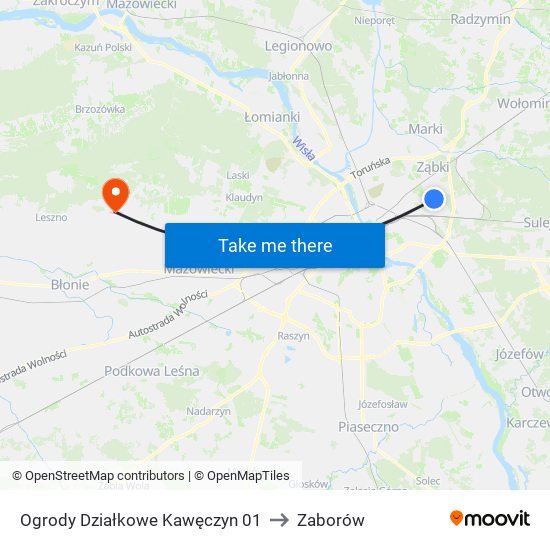 Ogrody Działkowe Kawęczyn 01 to Zaborów map