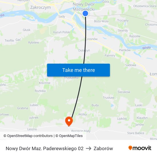 Nowy Dwór Maz. Paderewskiego 02 to Zaborów map