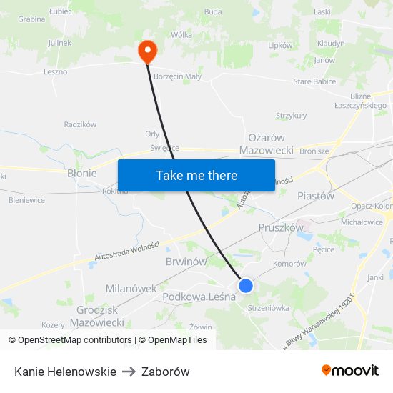 Kanie Helenowskie to Zaborów map