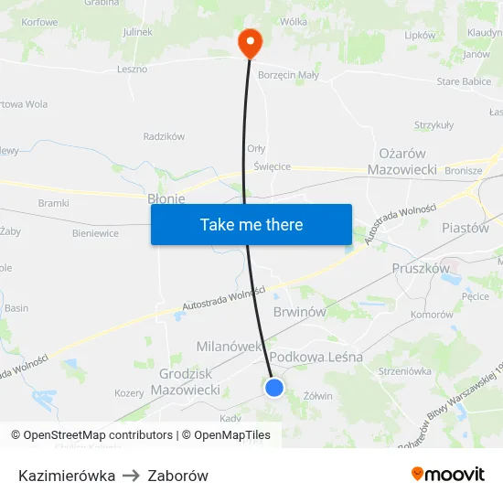 Kazimierówka to Zaborów map
