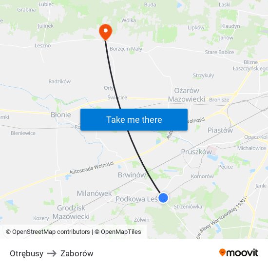 Otrębusy to Zaborów map