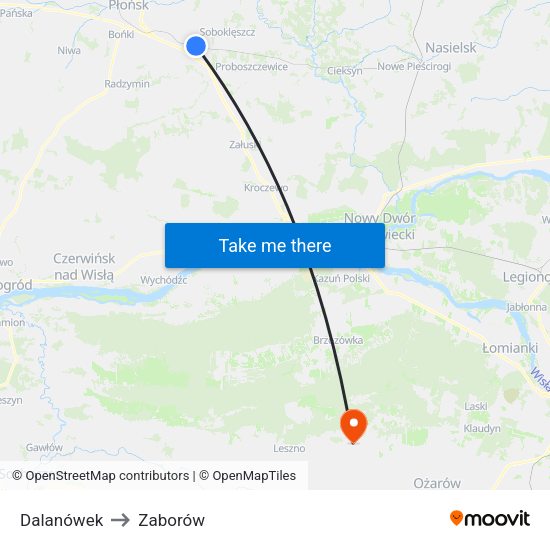 Dalanówek to Zaborów map