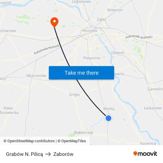 Grabów N. Pilicą to Zaborów map