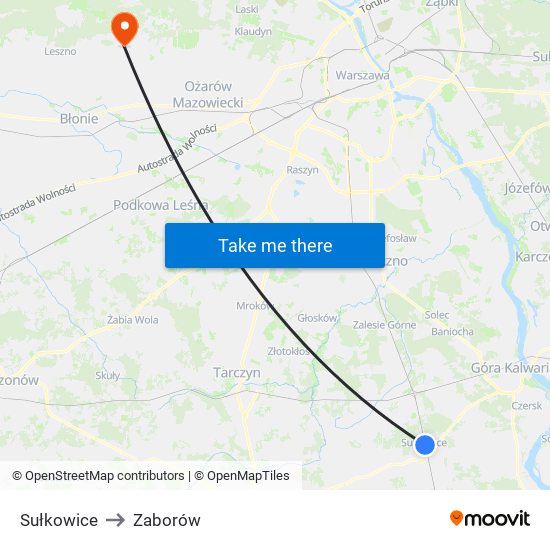 Sułkowice to Zaborów map