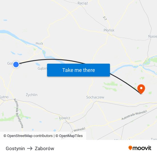 Gostynin to Zaborów map