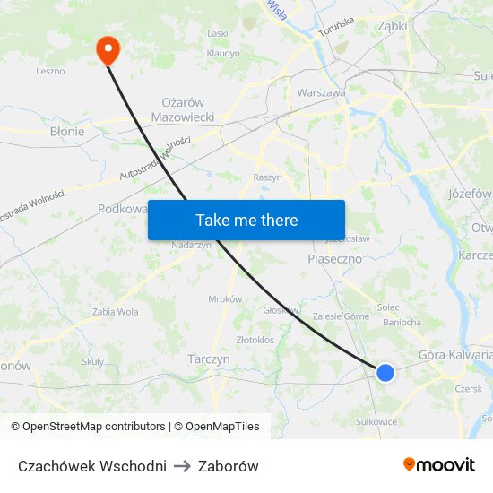 Czachówek Wschodni to Zaborów map