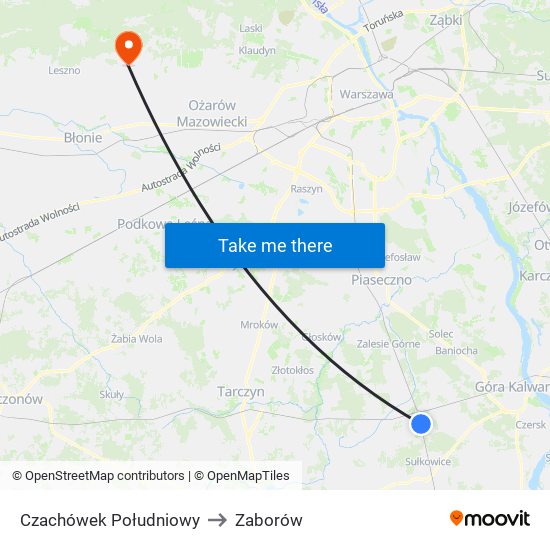 Czachówek Południowy to Zaborów map