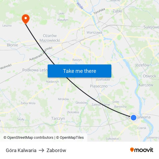 Góra Kalwaria to Zaborów map