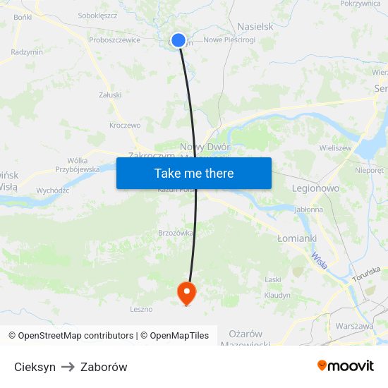 Cieksyn to Zaborów map