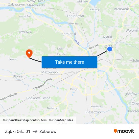 Ząbki Orla 01 to Zaborów map