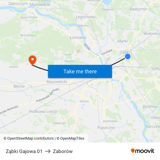 Ząbki Gajowa 01 to Zaborów map