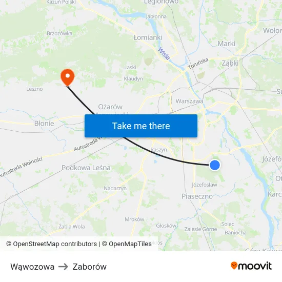 Wąwozowa to Zaborów map