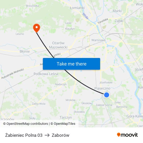 Żabieniec Polna 03 to Zaborów map