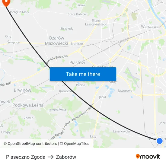 Piaseczno Zgoda to Zaborów map