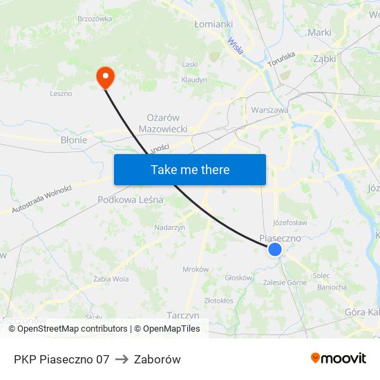 PKP Piaseczno 07 to Zaborów map