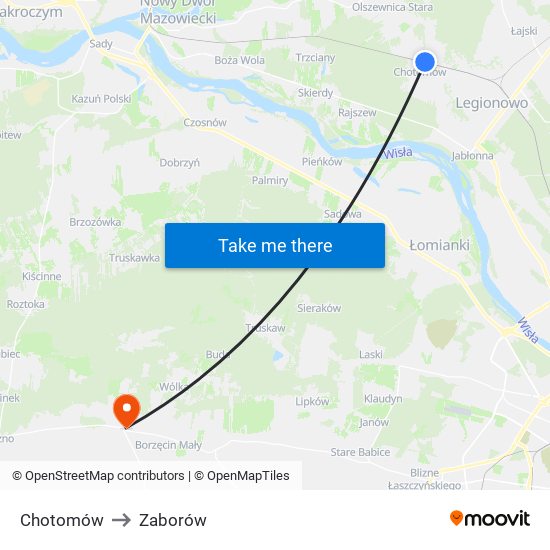 Chotomów to Zaborów map