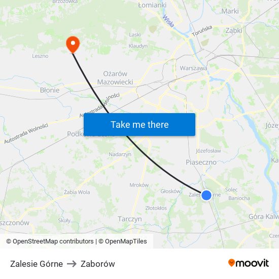 Zalesie Górne to Zaborów map