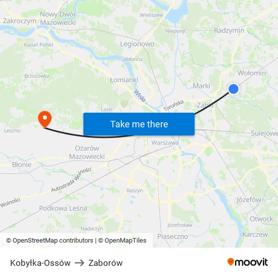 Kobyłka-Ossów to Zaborów map