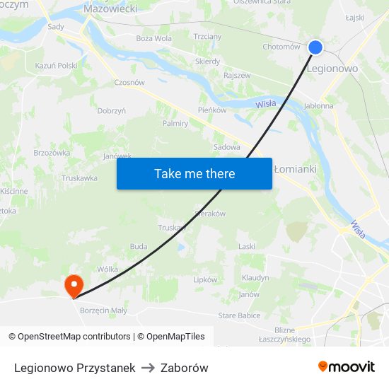 Legionowo Przystanek to Zaborów map