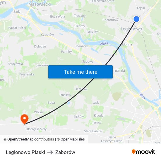 Legionowo Piaski to Zaborów map