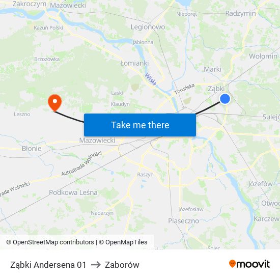 Ząbki Andersena 01 to Zaborów map