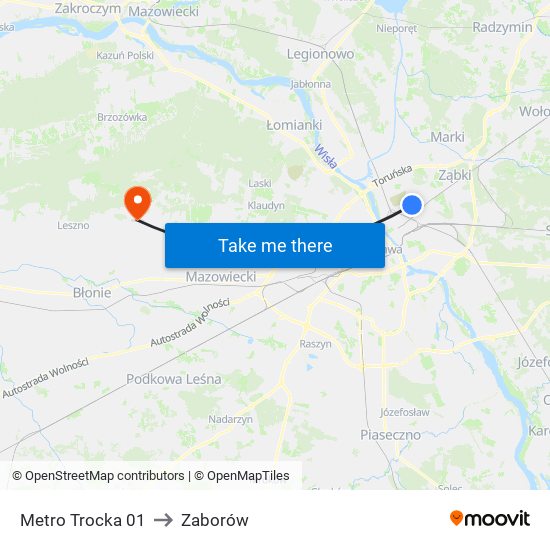 Metro Trocka 01 to Zaborów map