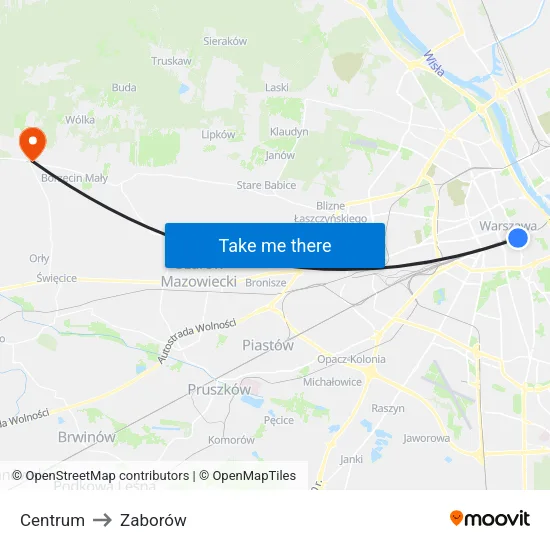 Centrum to Zaborów map